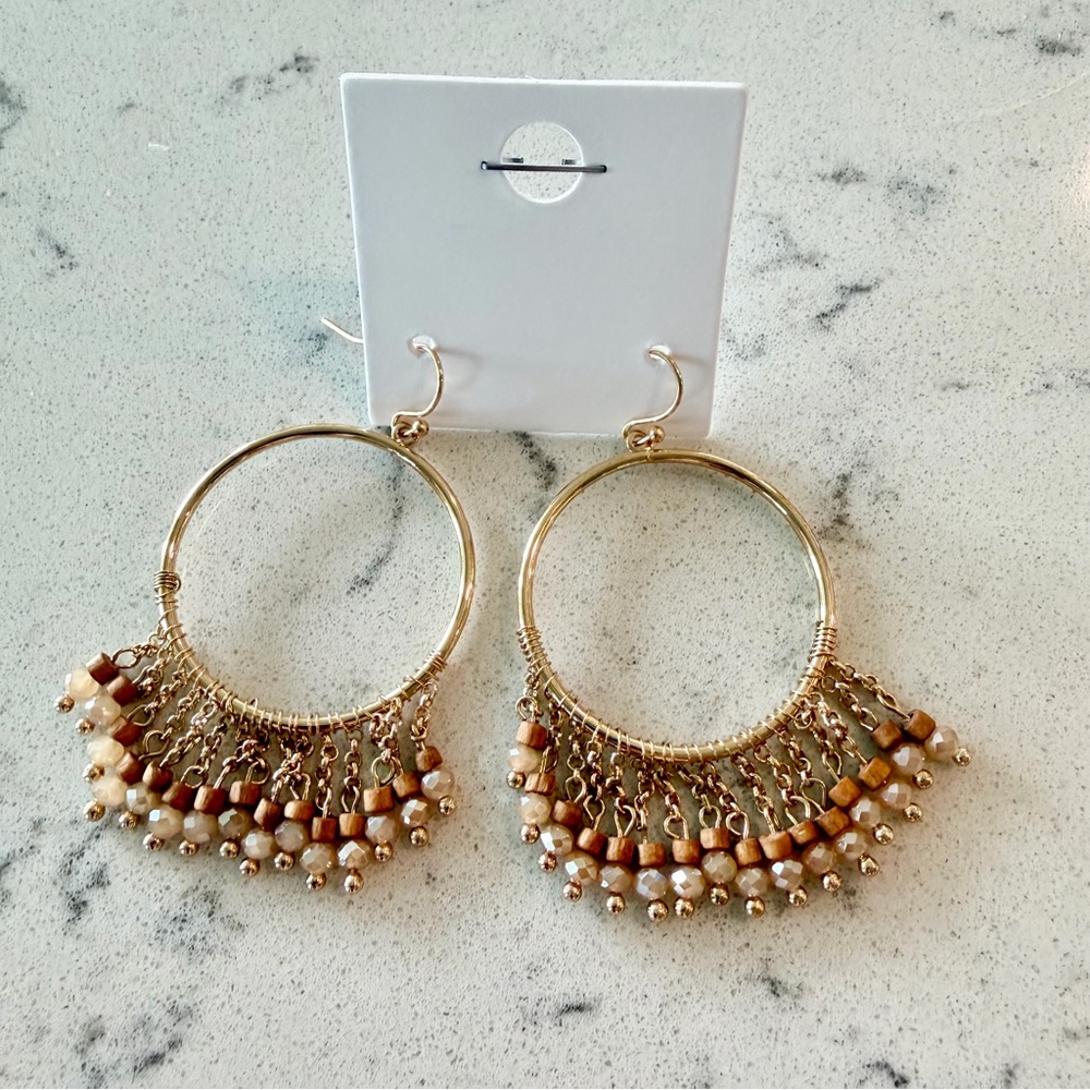 Together Forever Hoop Beaded Earrings - Brown NWT - Picture 3 of 5